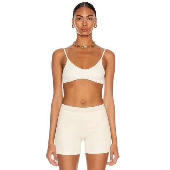 JACQUEMUS Le Bandeau Valensole in Beige Large New Womens Cropped Cami Tank Top - Picture 2 of 16